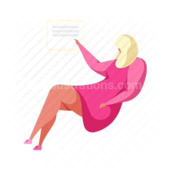 woman, document, paper, read